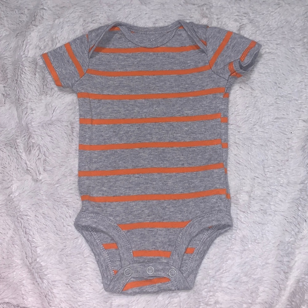 (3 for $10) Carter’s striped 0-3 month gray and orange bodysuit
